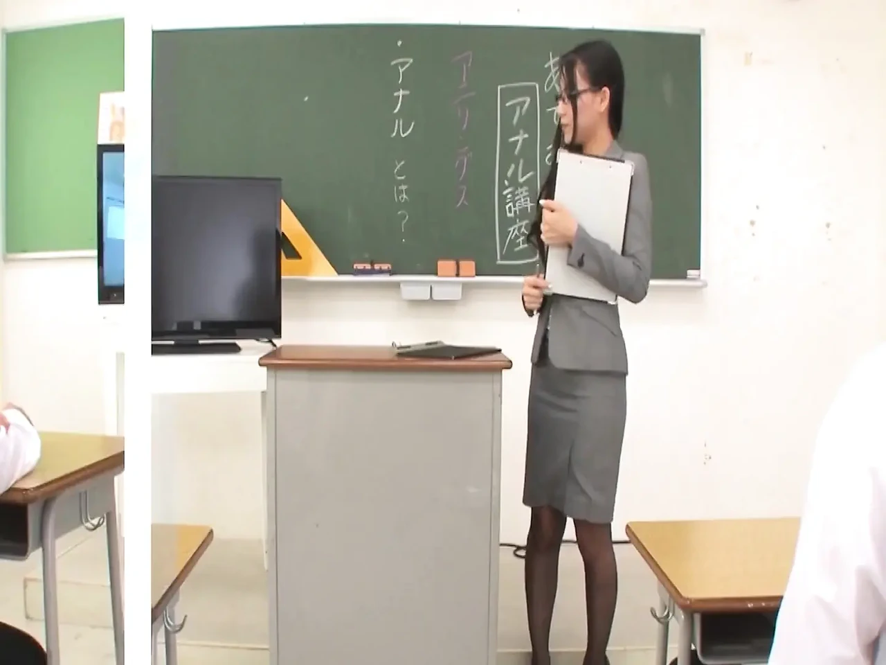 Cutest Japanese Scene-3 Beautiful Asian Teacher Ren Azumi Teaches Her Students How To Fuck From Behind