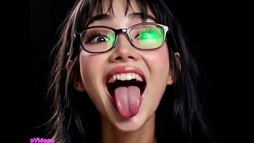 Gadis China Cantik Menjulurkan Lidahnya Untukmu, Animasi Ai Bikin Ngiler