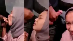 Jilbab Basah Bibir Merah Ngarep Muncrat Di Muka.